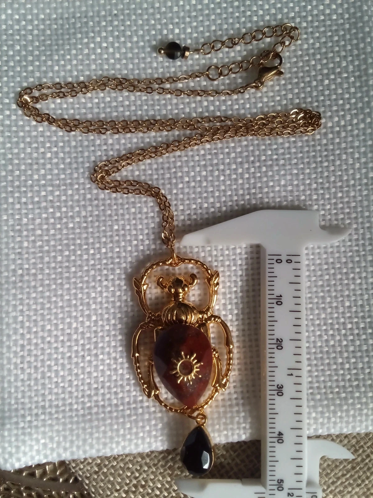 Collier scarabée égyptien pierre de jaspe et obsidienne 🖤. – photo 3